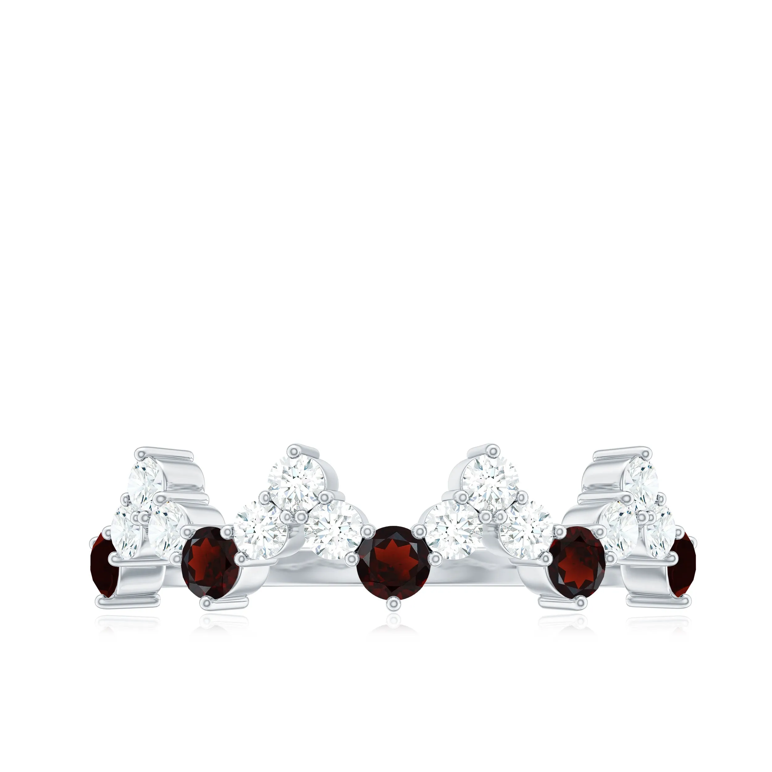 Garnet and Diamond Half Eternity Zigzag Ring