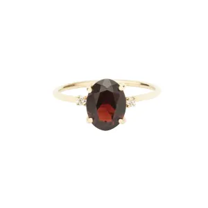 Garnet Oval Double Diamond Ring