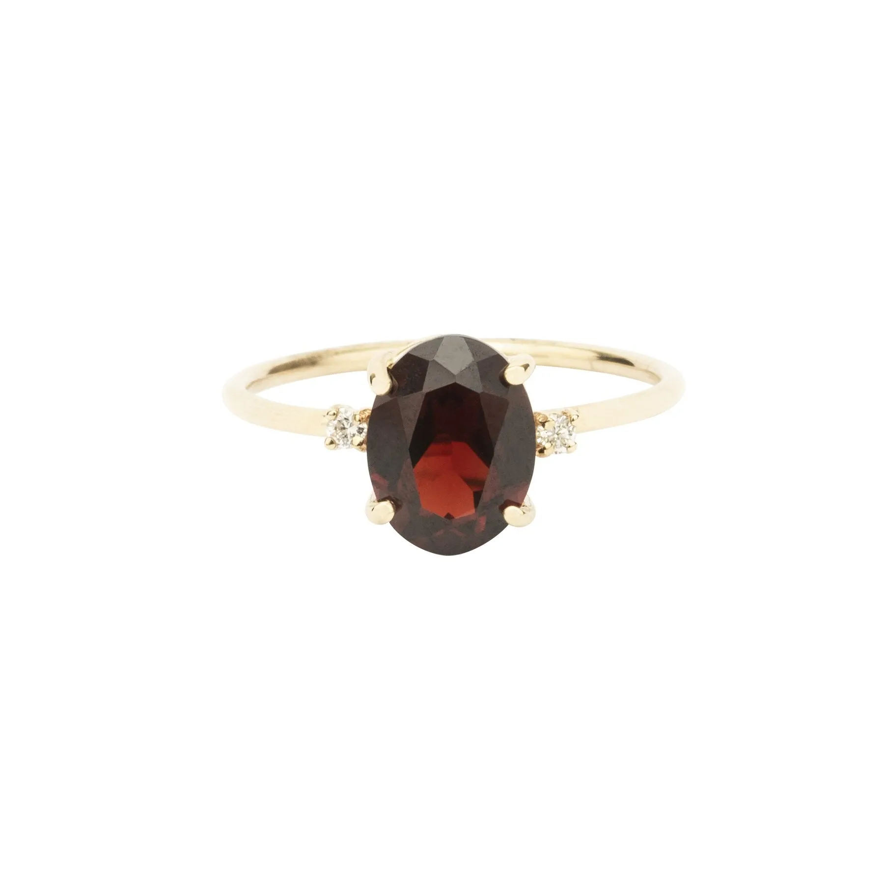 Garnet Oval Double Diamond Ring