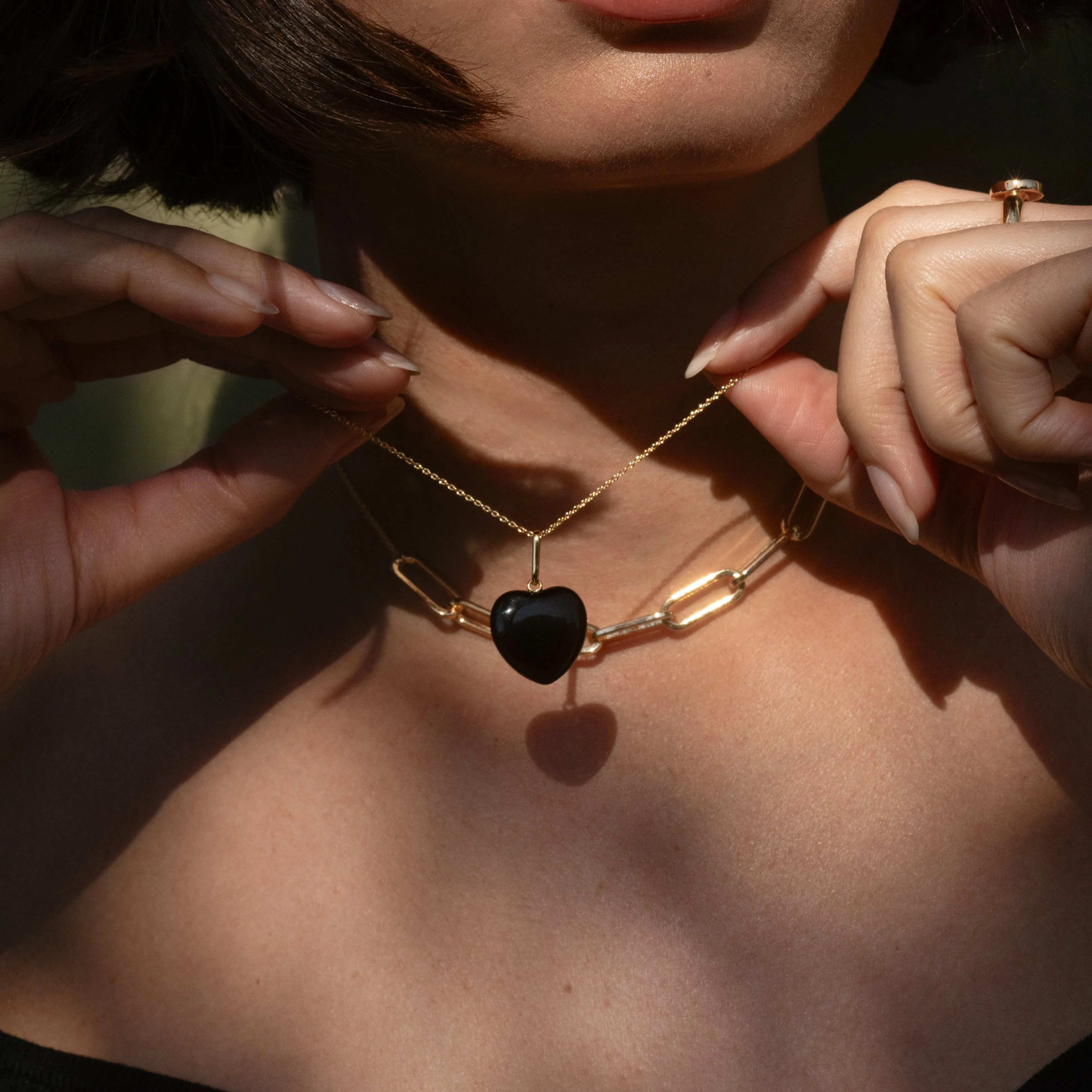 Gemma Onyx Heart Charm