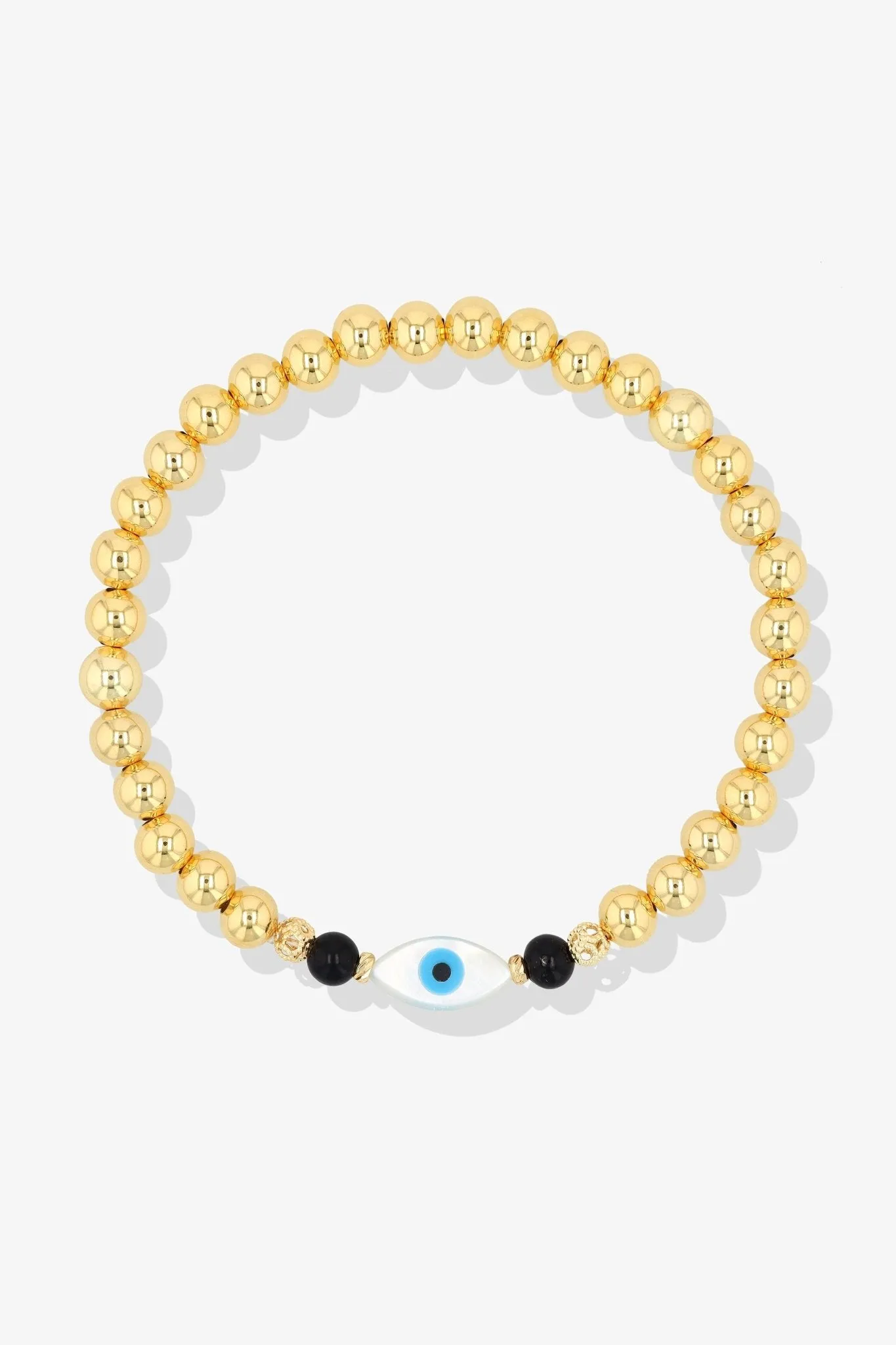 Gold Evil Eye Black Obsidian Bracelet