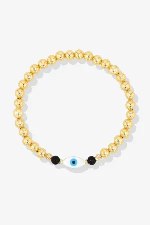 Gold Evil Eye Black Obsidian Bracelet
