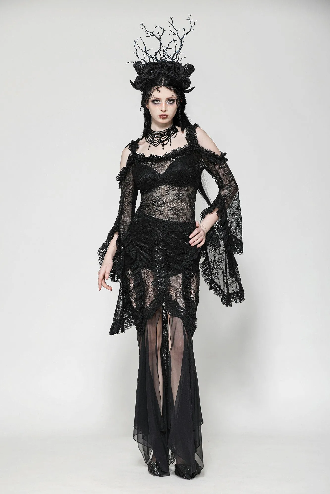 Gothic Lace and Mesh Mermaid Skirt KW365