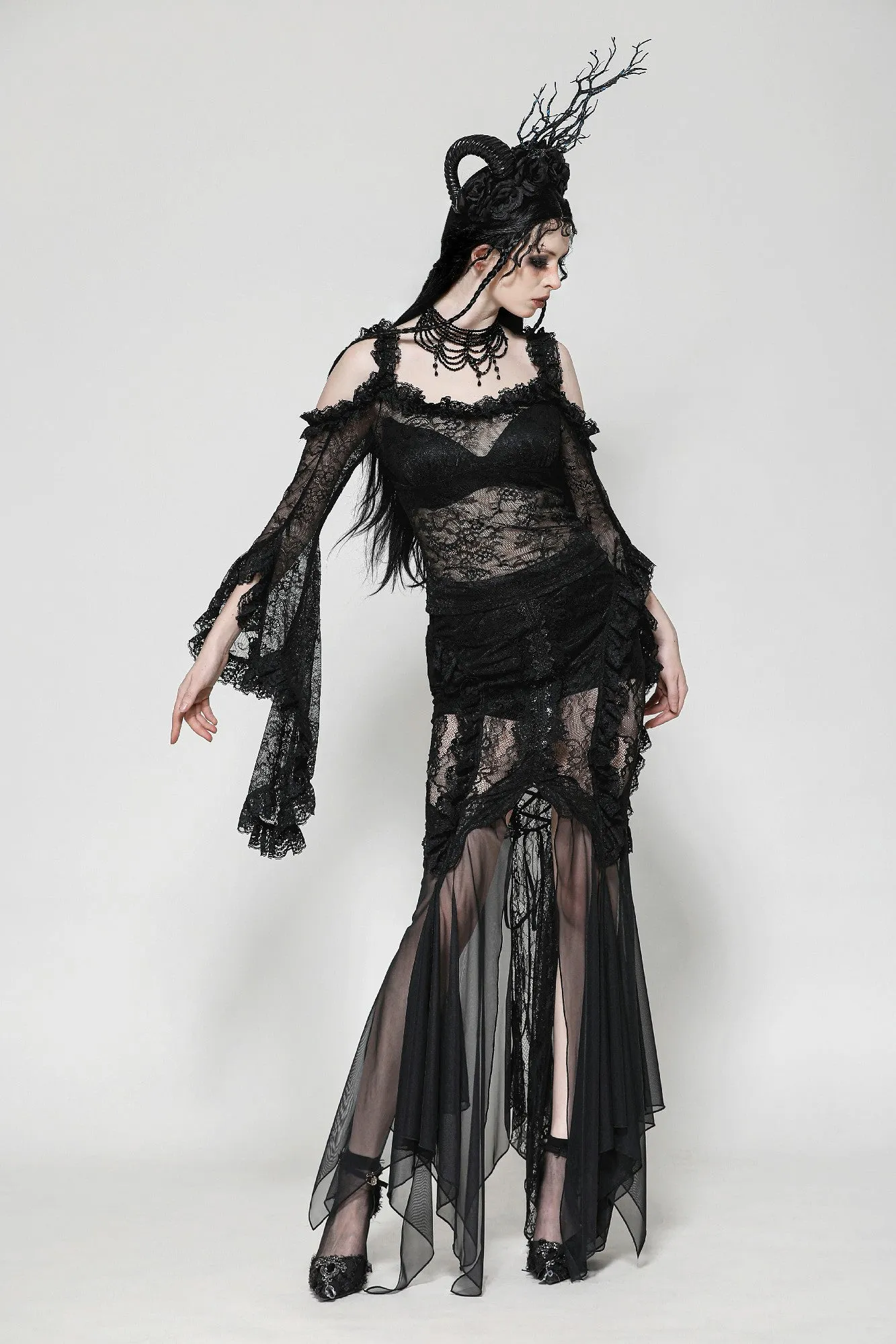 Gothic Lace and Mesh Mermaid Skirt KW365