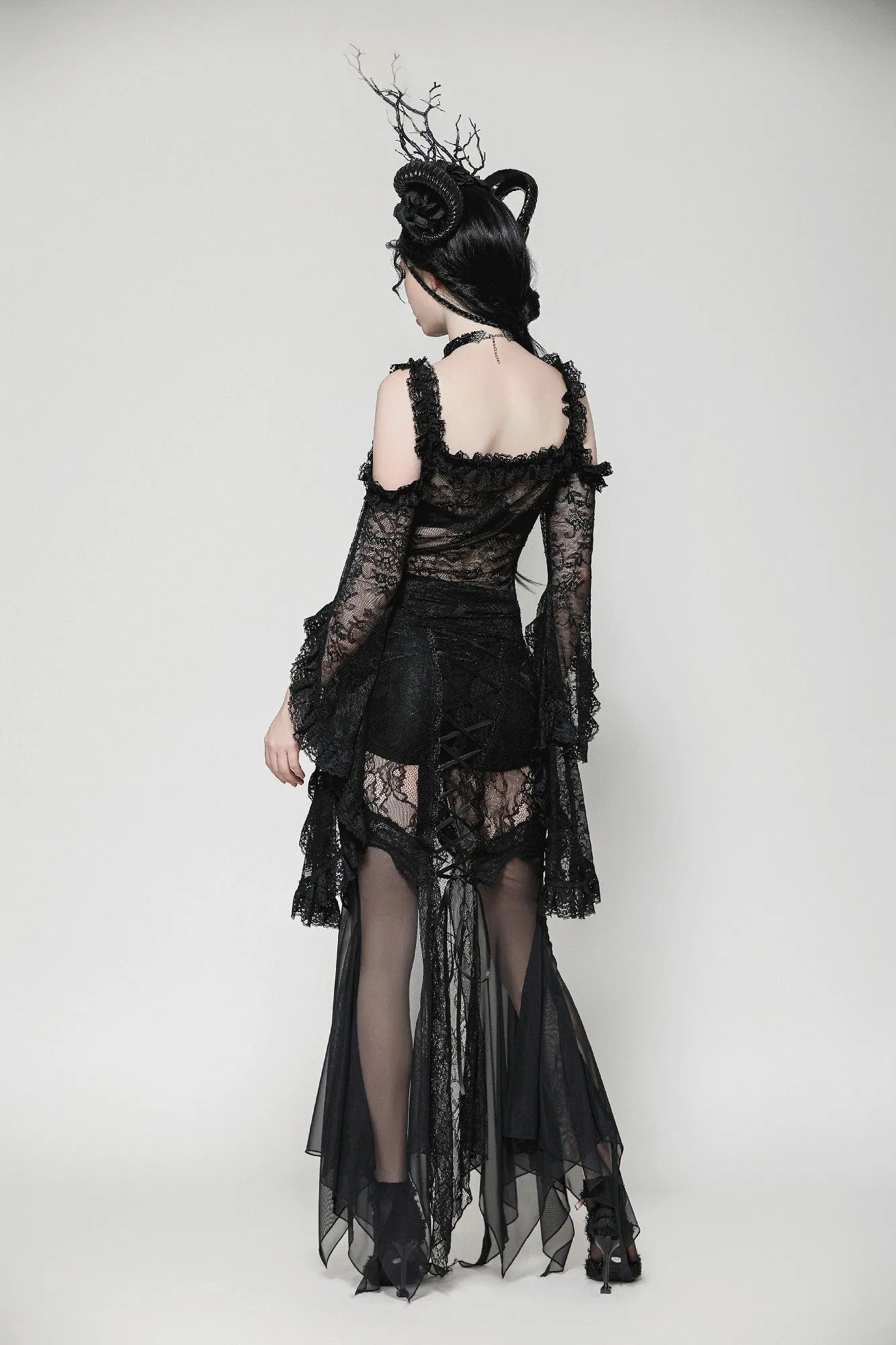 Gothic Lace and Mesh Mermaid Skirt KW365