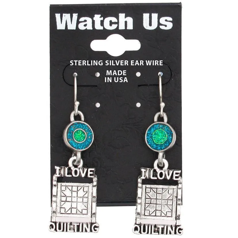 Green Quilting Rack Earrings