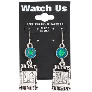 Green Quilting Rack Earrings