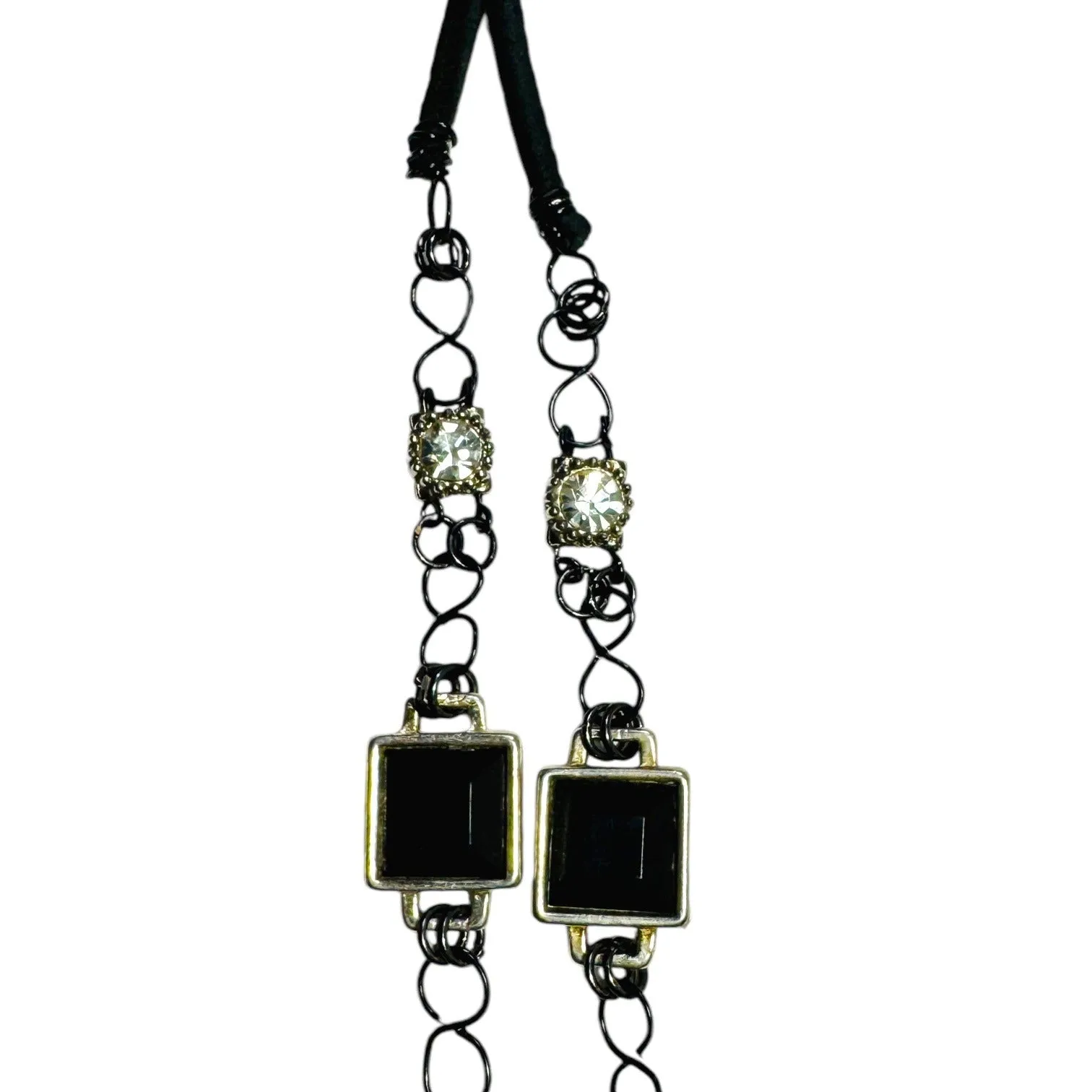 Hand Crafted Crystal Skull Pendant Silver W Black Onyx & Silver Blend Metalwork