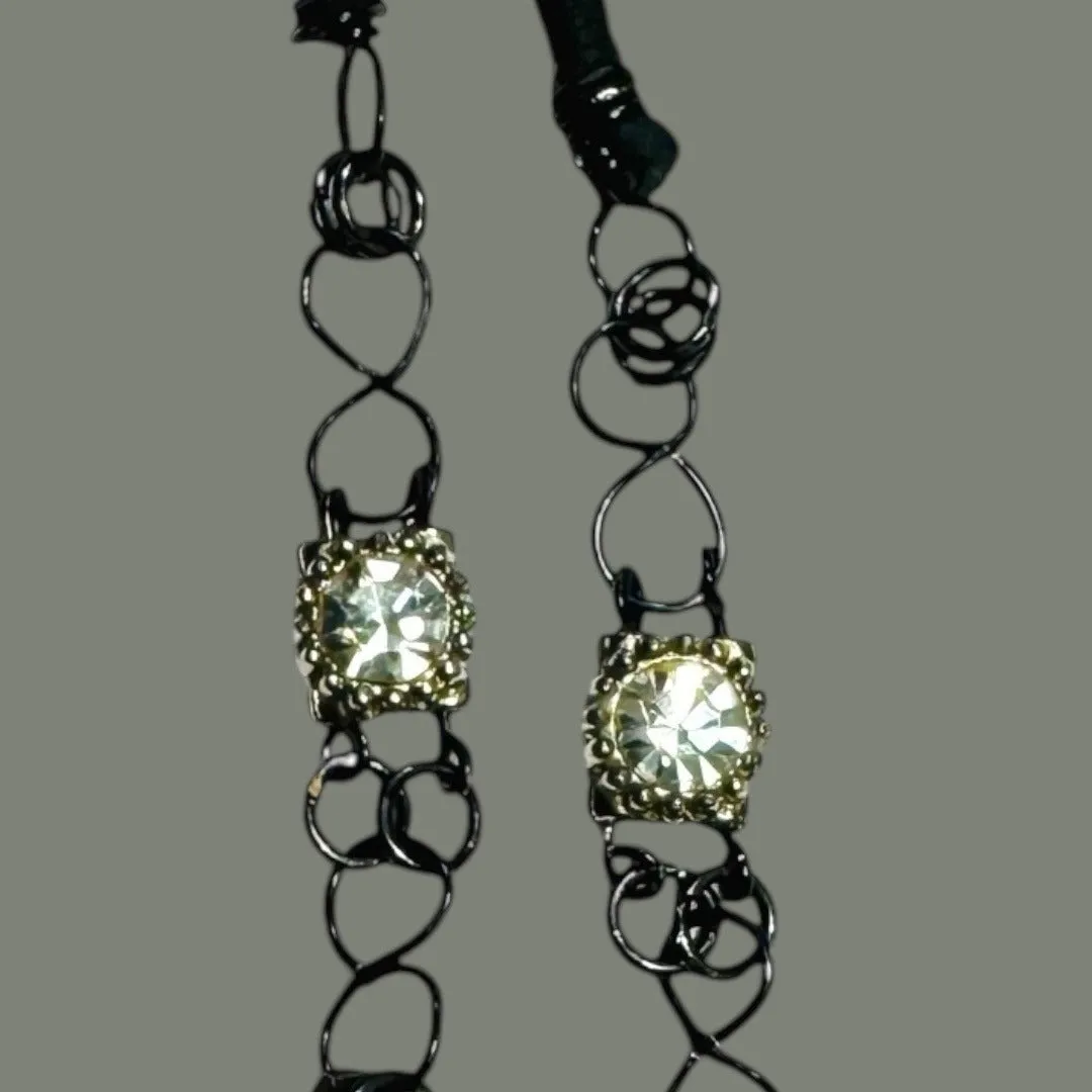 Hand Crafted Crystal Skull Pendant Silver W Black Onyx & Silver Blend Metalwork