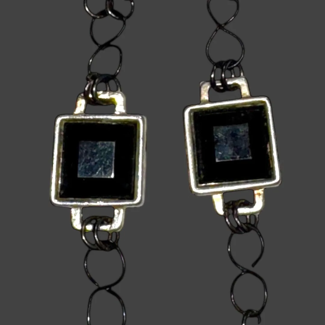 Hand Crafted Crystal Skull Pendant Silver W Black Onyx & Silver Blend Metalwork