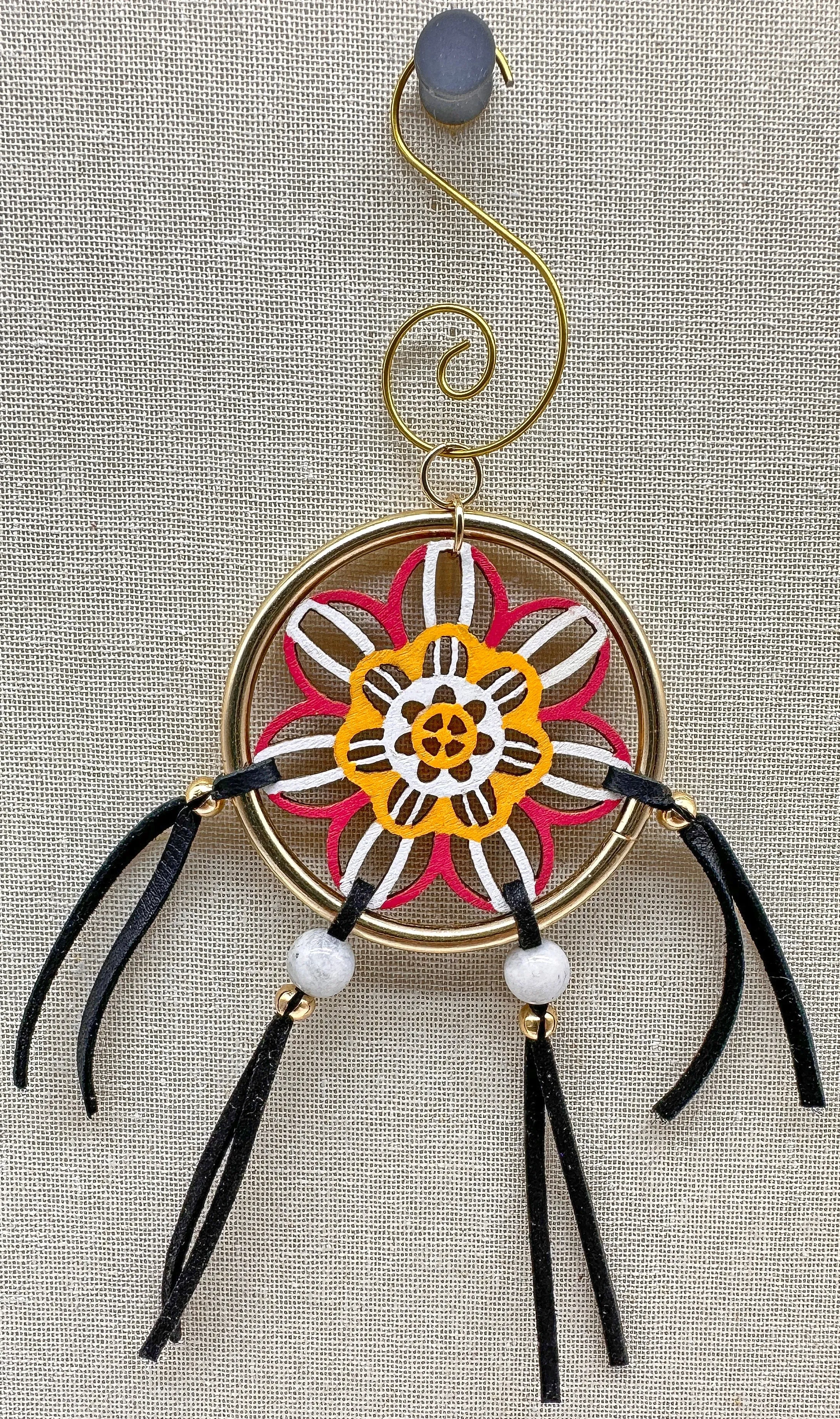 Hand painted Wooden Dreamcatcher w/ Moonstone (S)