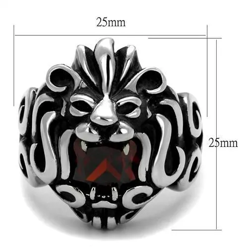 High polished (no plating) Stainless Steel Ring with AAA Grade CZ in Garnet for Women Style TK2339