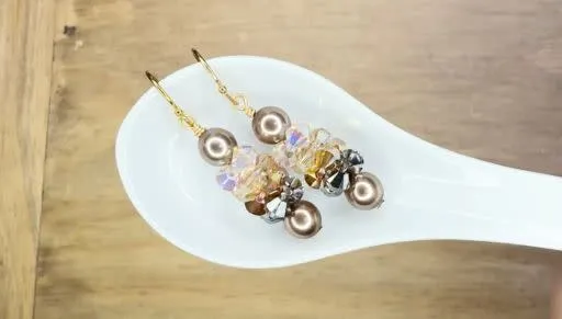 How to Make Simple Beaded Bead Earrings with Crystal Bicones and Glass Pearls by Deb Floros