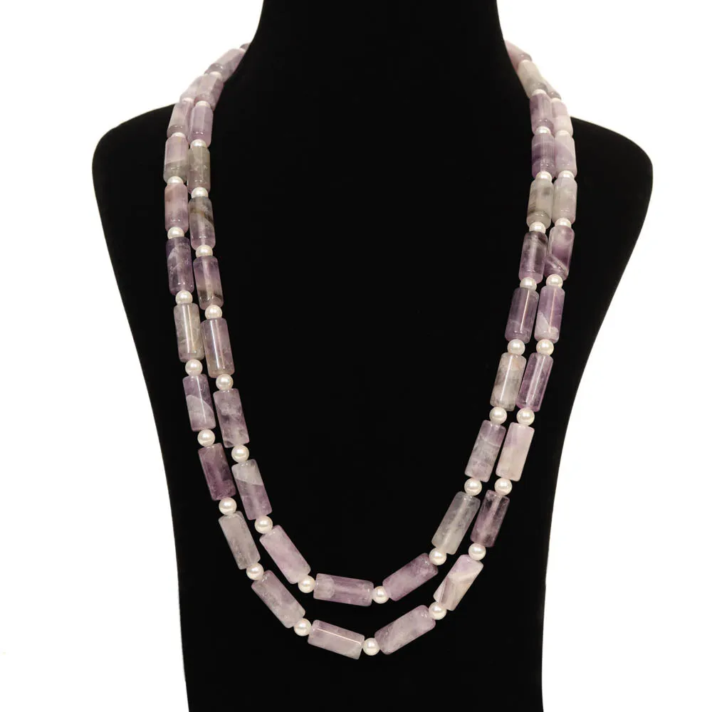 Imeora Exclusive Double Multi Purple And Pearl Necklace