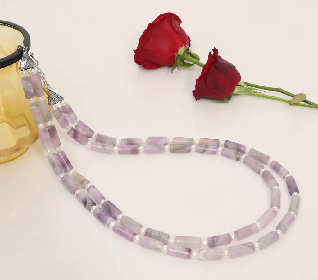 Imeora Exclusive Double Multi Purple And Pearl Necklace