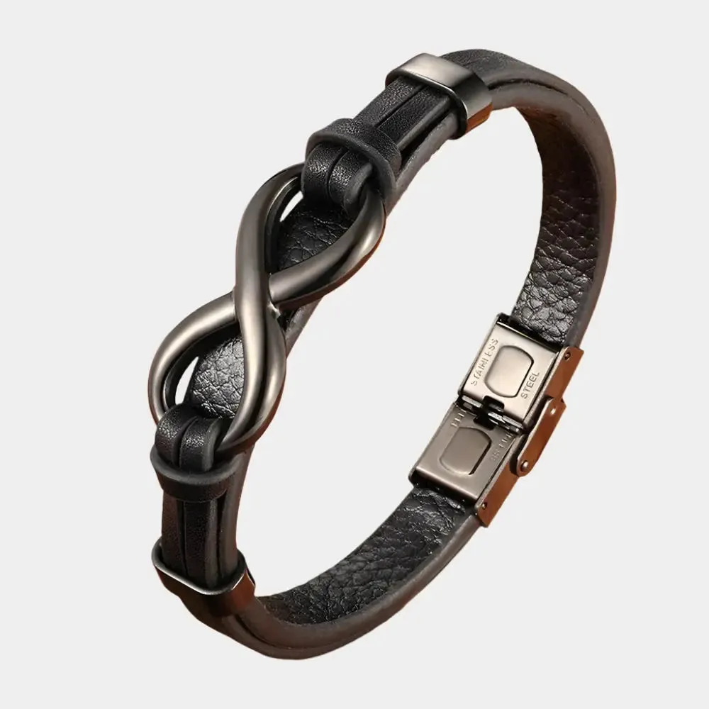 Infinity Leather Bracelet - Cross & Crown