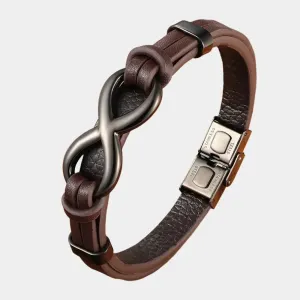 Infinity Leather Bracelet - Cross & Crown