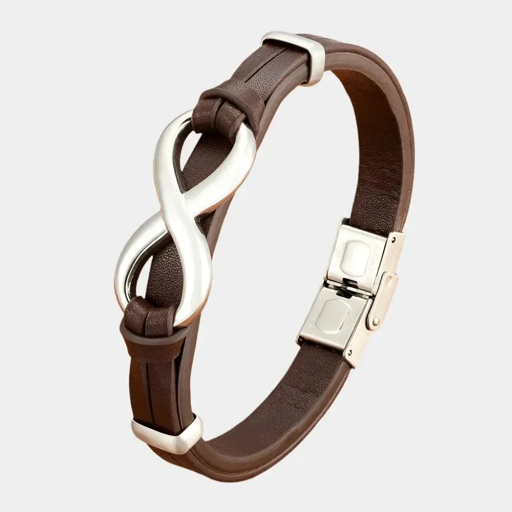 Infinity Leather Bracelet - Cross & Crown
