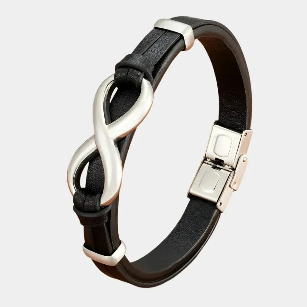 Infinity Leather Bracelet - Cross & Crown