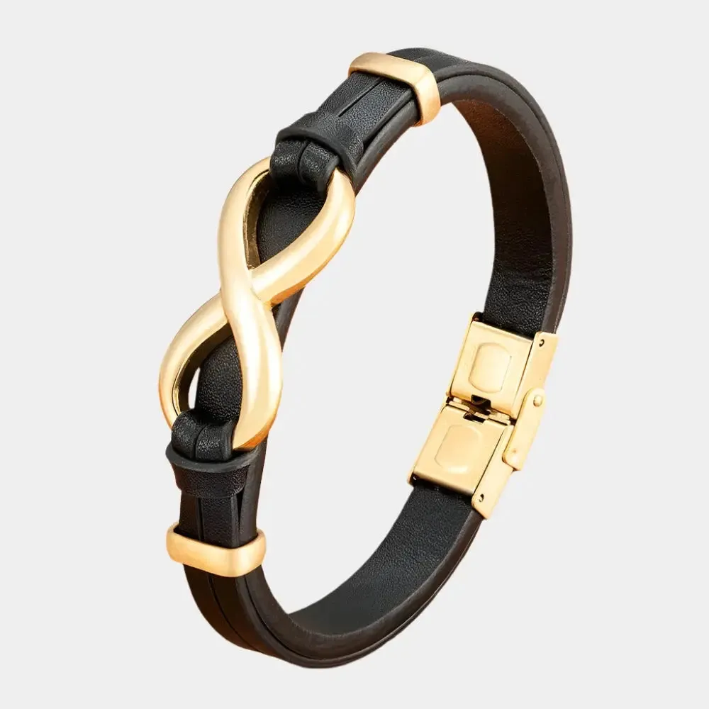 Infinity Leather Bracelet - Cross & Crown
