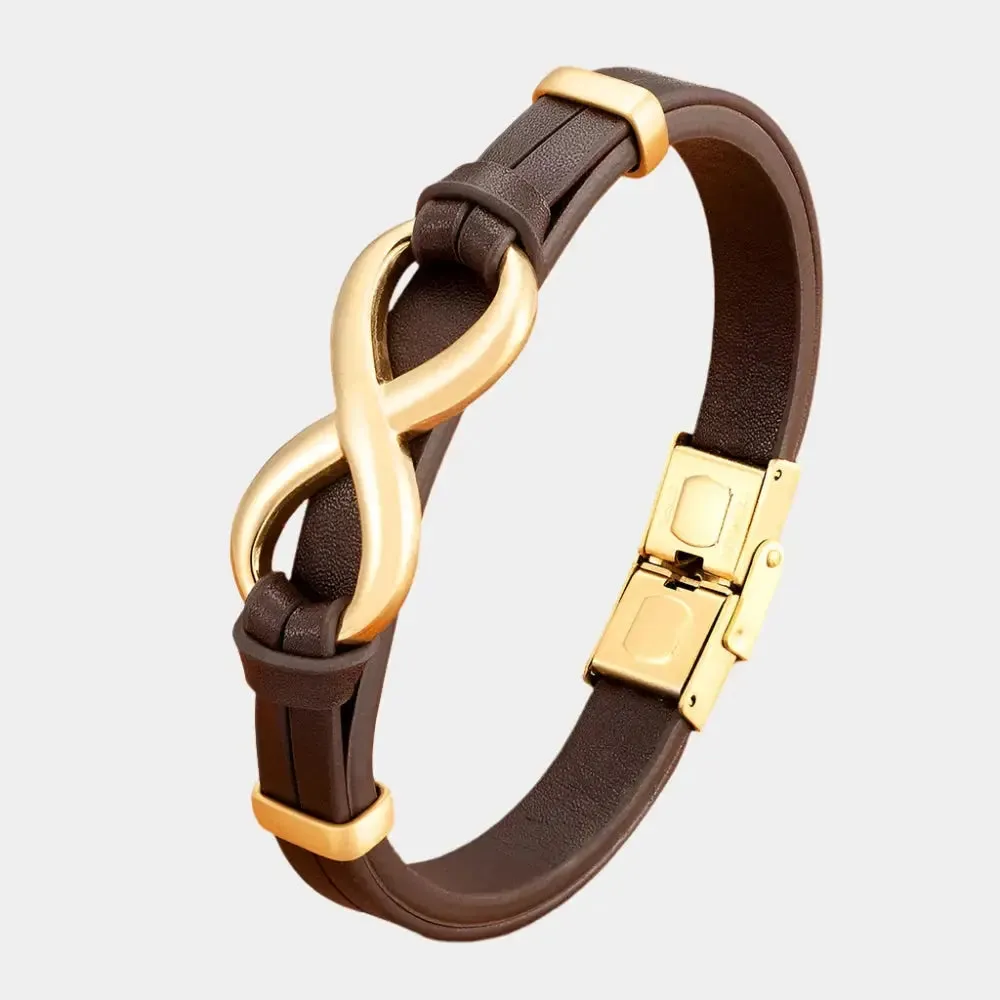Infinity Leather Bracelet - Cross & Crown