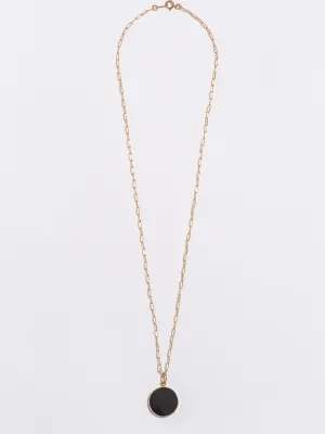 Jessica Onyx Coin Pendant Necklace