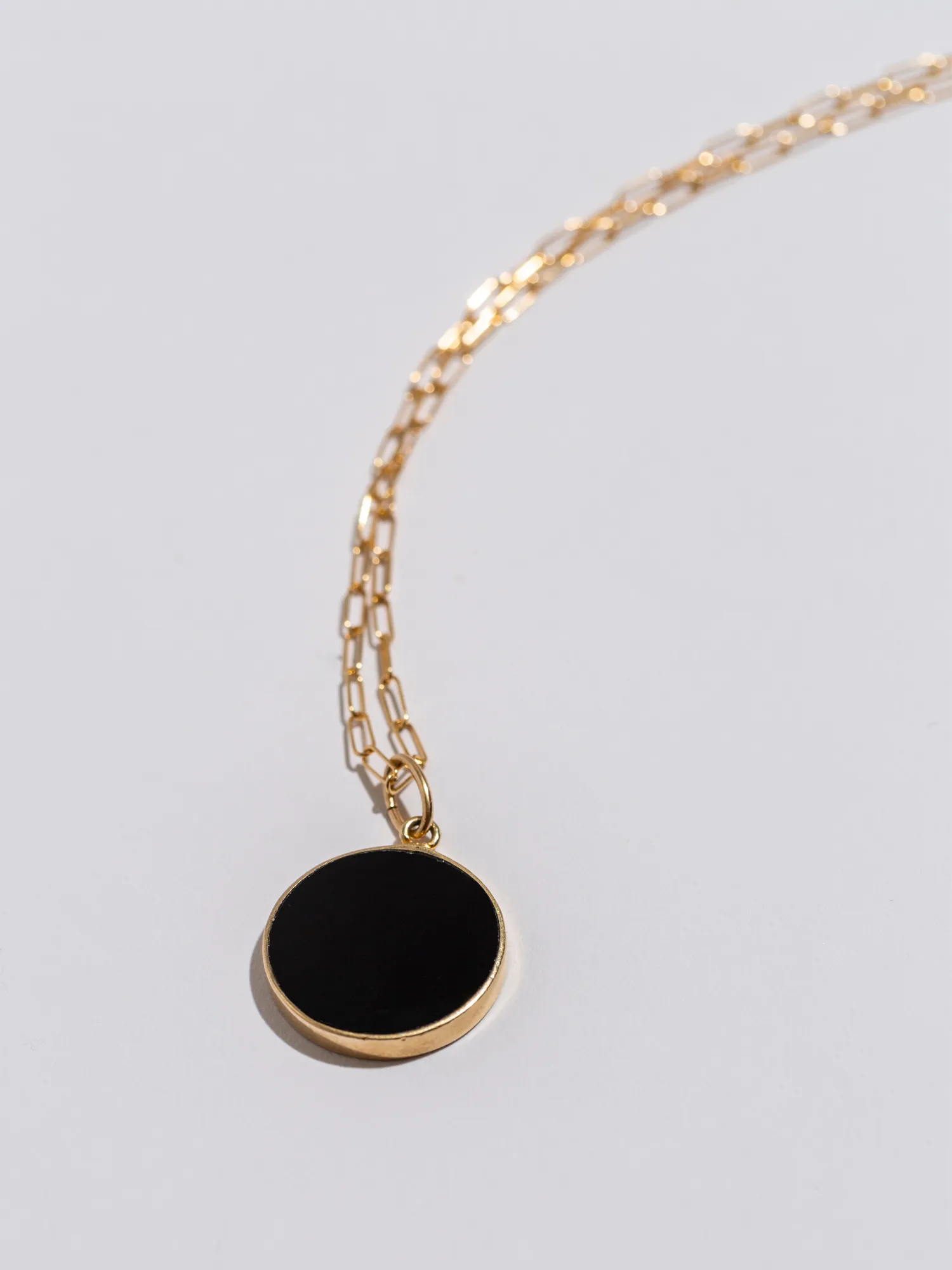 Jessica Onyx Coin Pendant Necklace