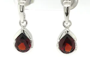 Kaleidoscope Pear Shaped Garnet Drop Stud Earrings