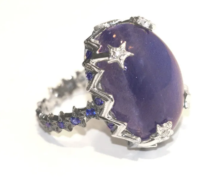Kristine's Moon   Stars Cocktail Ring