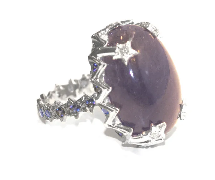 Kristine's Moon   Stars Cocktail Ring