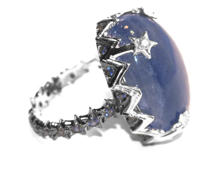Kristine's Moon   Stars Cocktail Ring