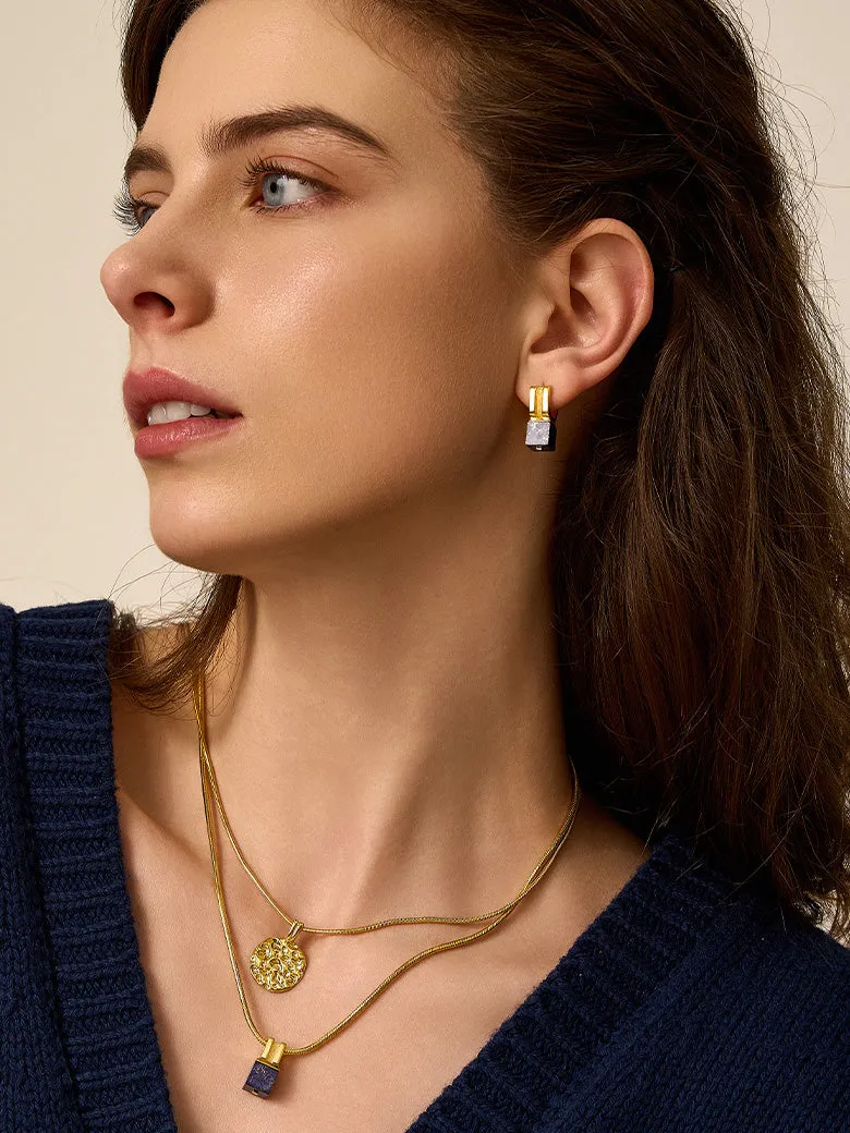 Lapis Lazuli Huggie Hoop Earrings