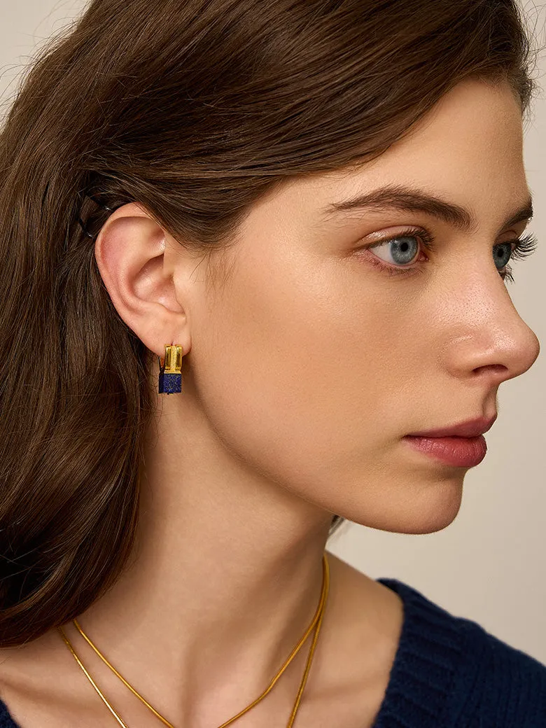 Lapis Lazuli Huggie Hoop Earrings