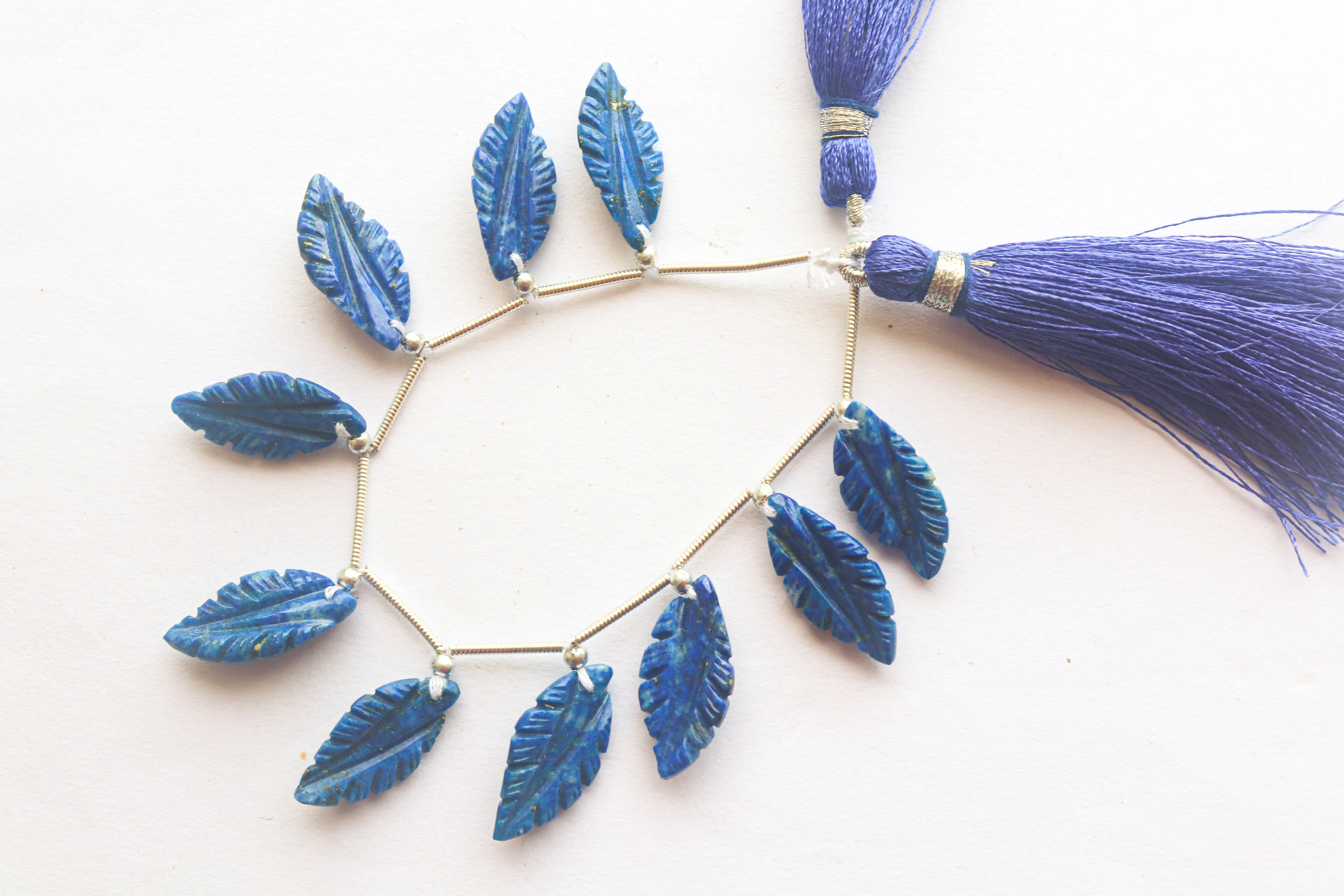 Lapis Lazuli Leaf Carving Beads