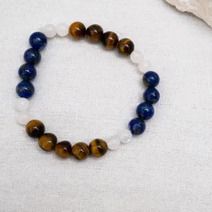 Lapis Lazuli, Tiger's Eye, Moonstone Bracelet | Confidence