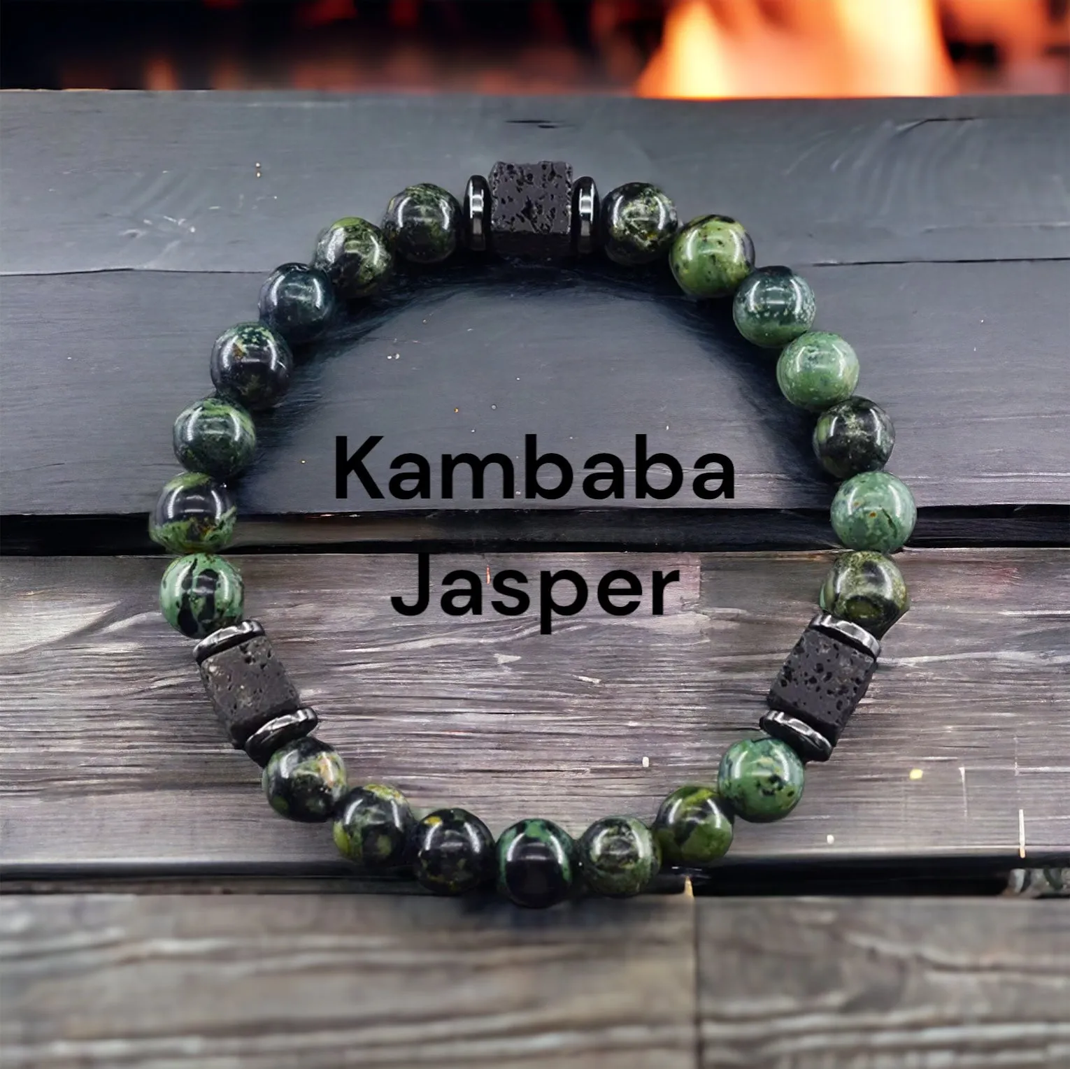 Lava Stone•Hematite & Choice of (Group A) Gemstones•Aromatherapy Volcanic Cube•Square•Custom Size•Round Stretch (8mm) Natural Gemstone Crystal Energy Bead Bracelet