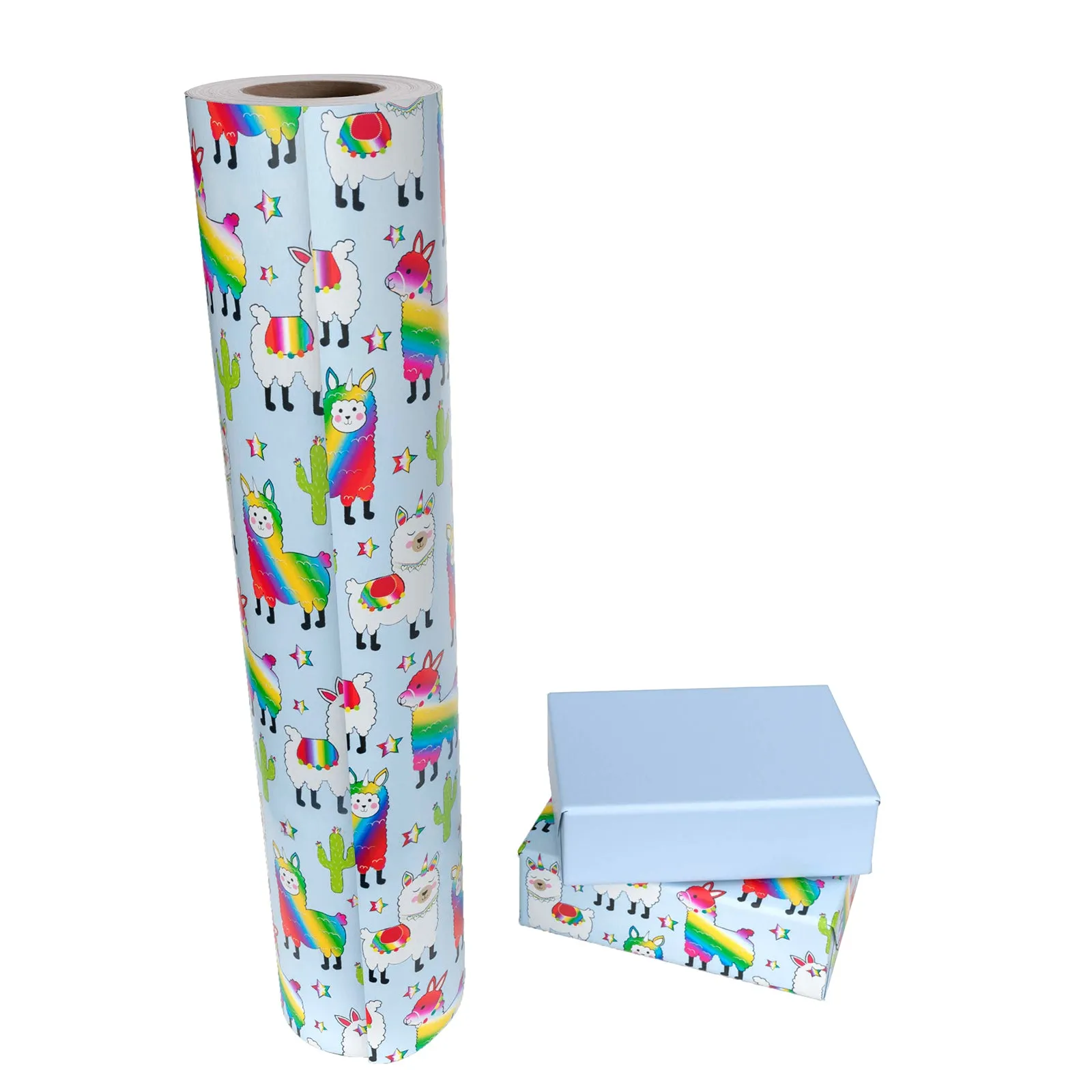 Llama Foil Wrapping Paper with Light Blue Color on Reverse