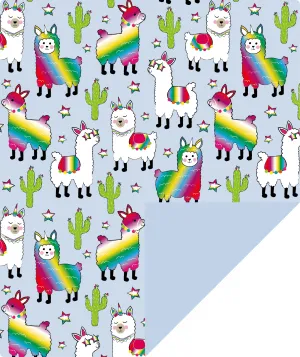 Llama Foil Wrapping Paper with Light Blue Color on Reverse