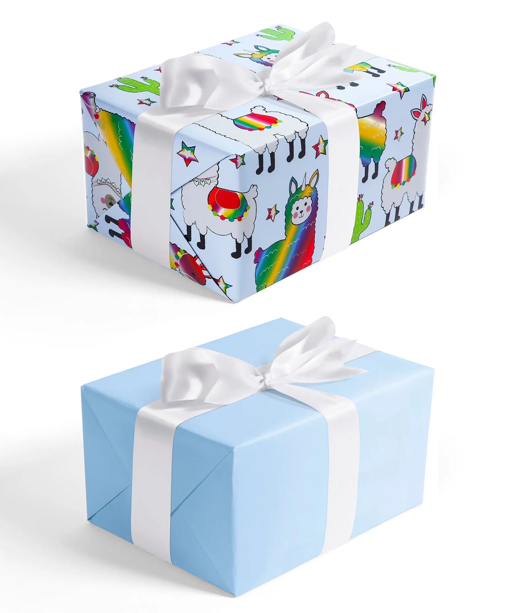 Llama Foil Wrapping Paper with Light Blue Color on Reverse