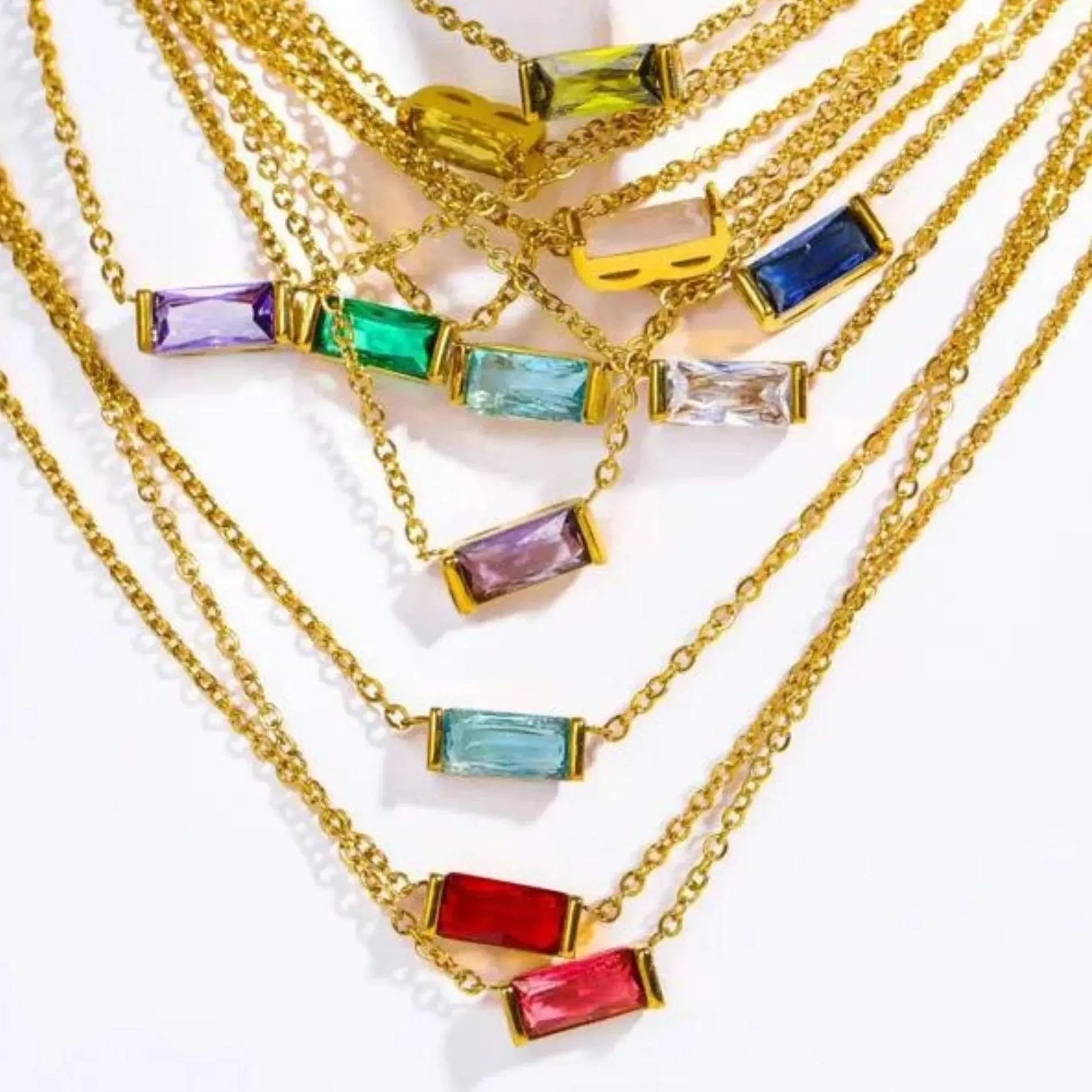 Love Waterproof Birthstone AUGUST Necklace 18K Gold Plating