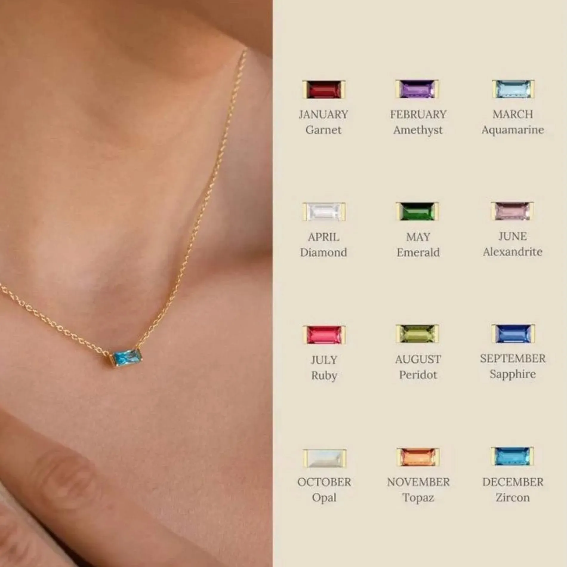 Love Waterproof Birthstone AUGUST Necklace 18K Gold Plating