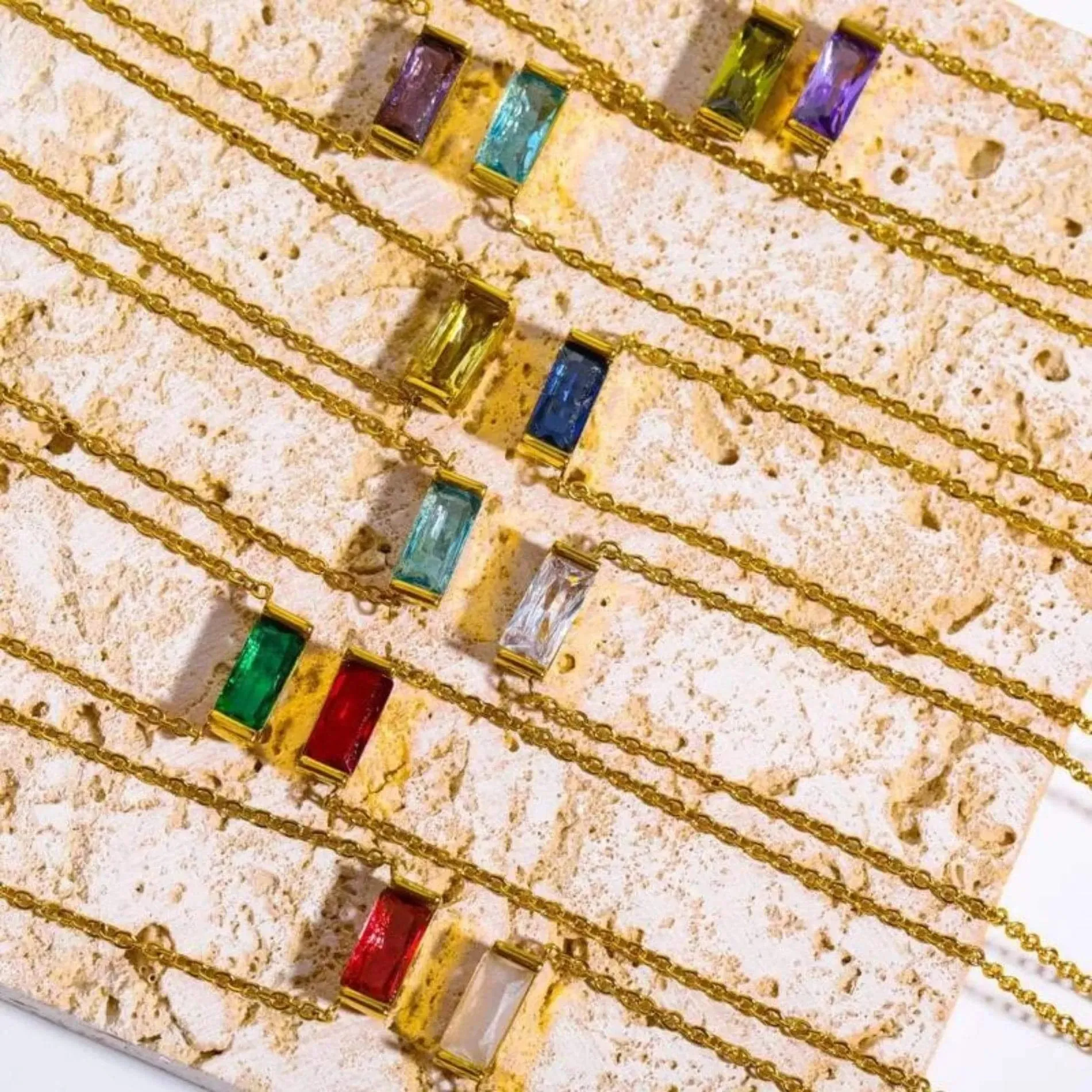 Love Waterproof Birthstone AUGUST Necklace 18K Gold Plating