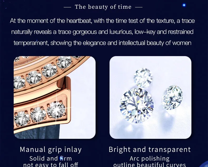 Luxury Quartz Swiss Movement Waterproof Diamond Starry Sky Dial Moon Phase Ladies Sport Wristwatches