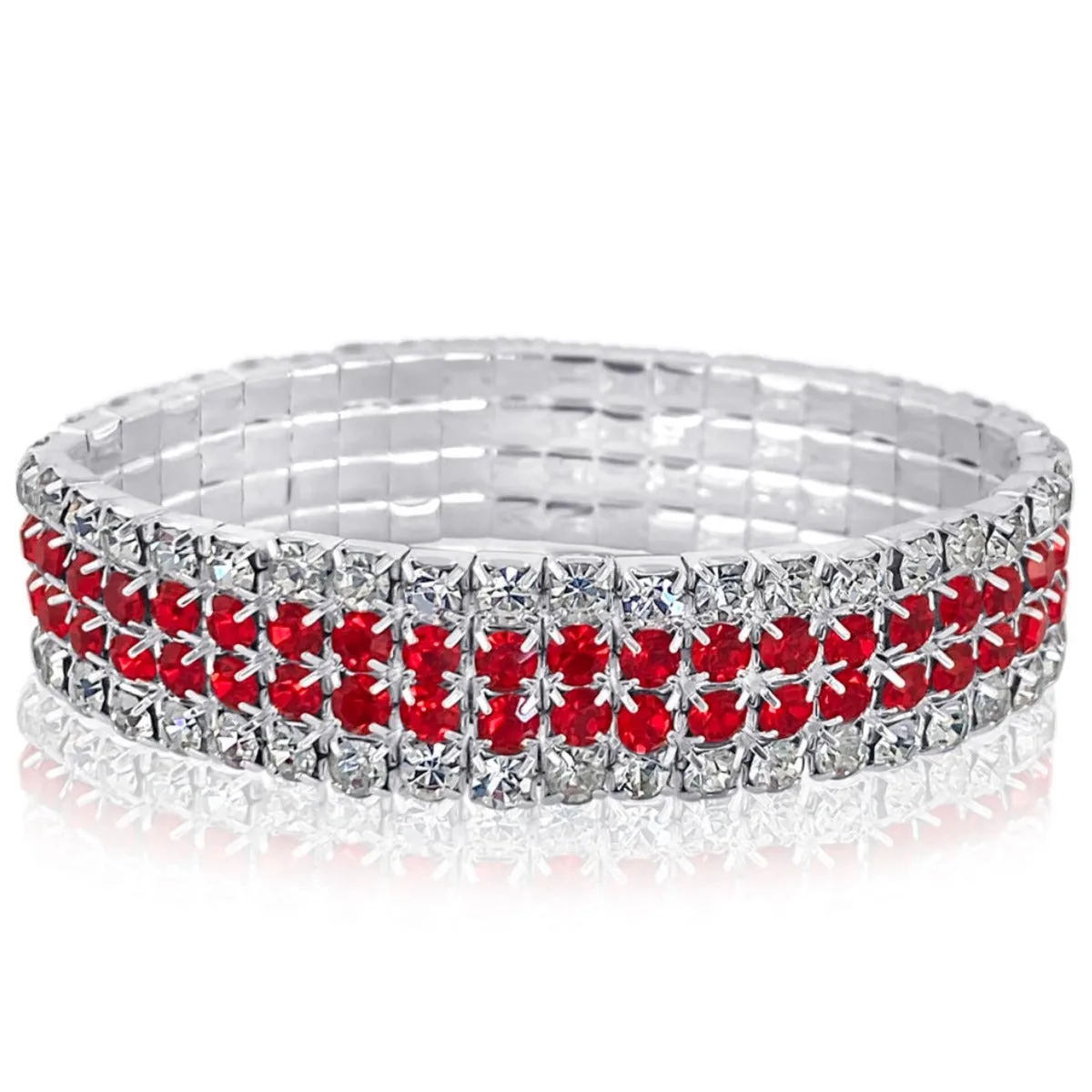 MADISON - clear ruby 4 row stretch bracelet