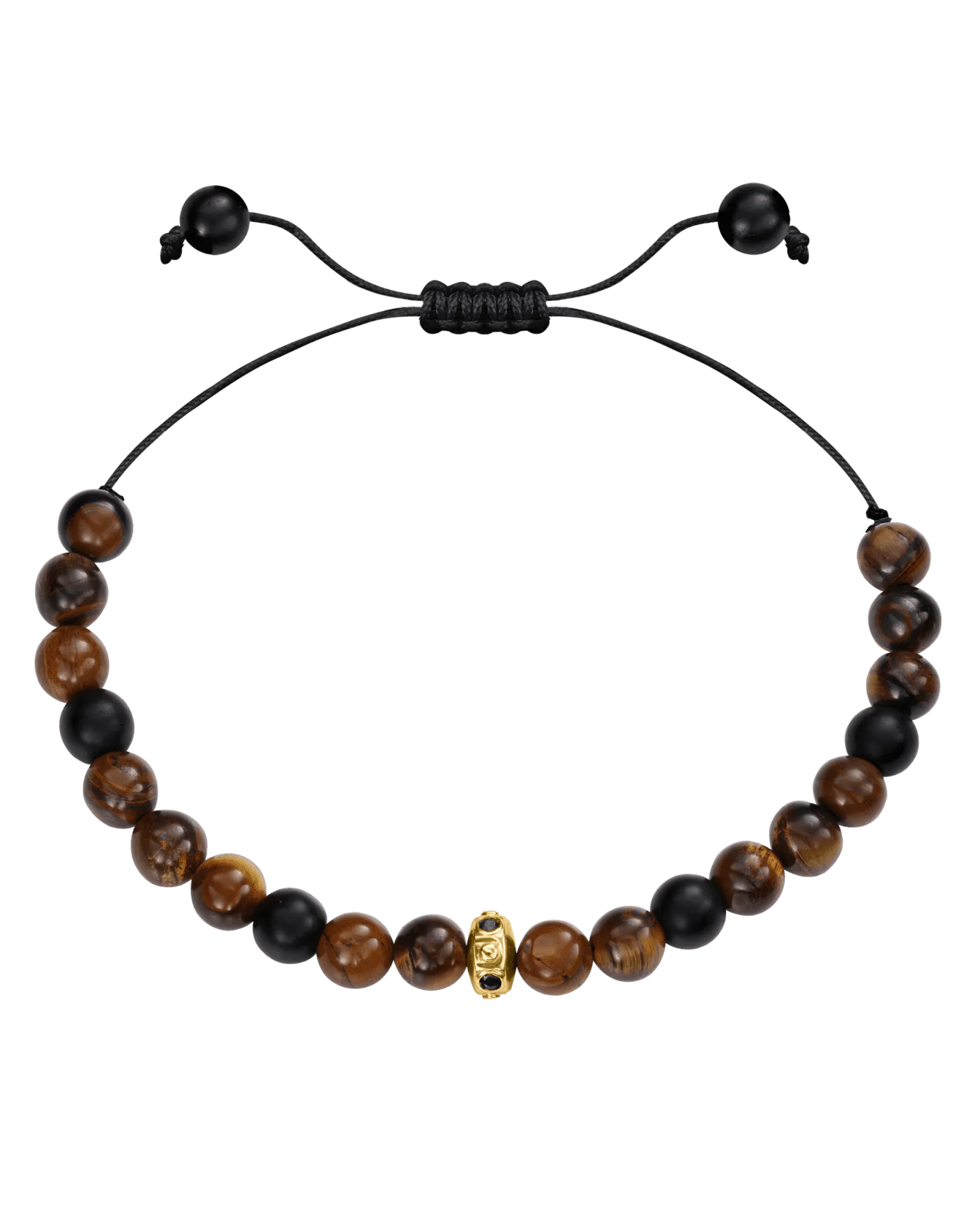 Men's Brown Tiger Eye & Matte Onyx Bead Bracelet - 14K Rose Gold