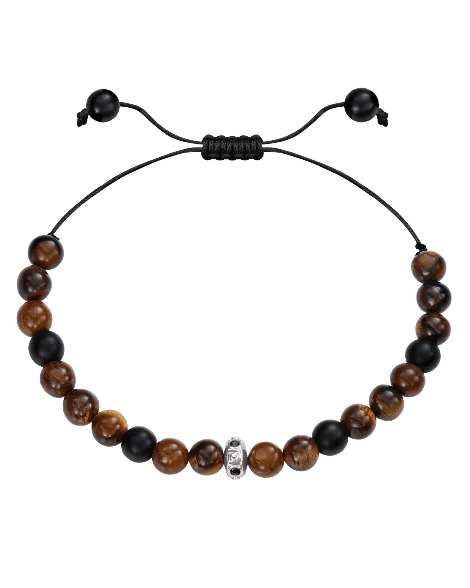 Men's Brown Tiger Eye & Matte Onyx Bead Bracelet - 14K Rose Gold