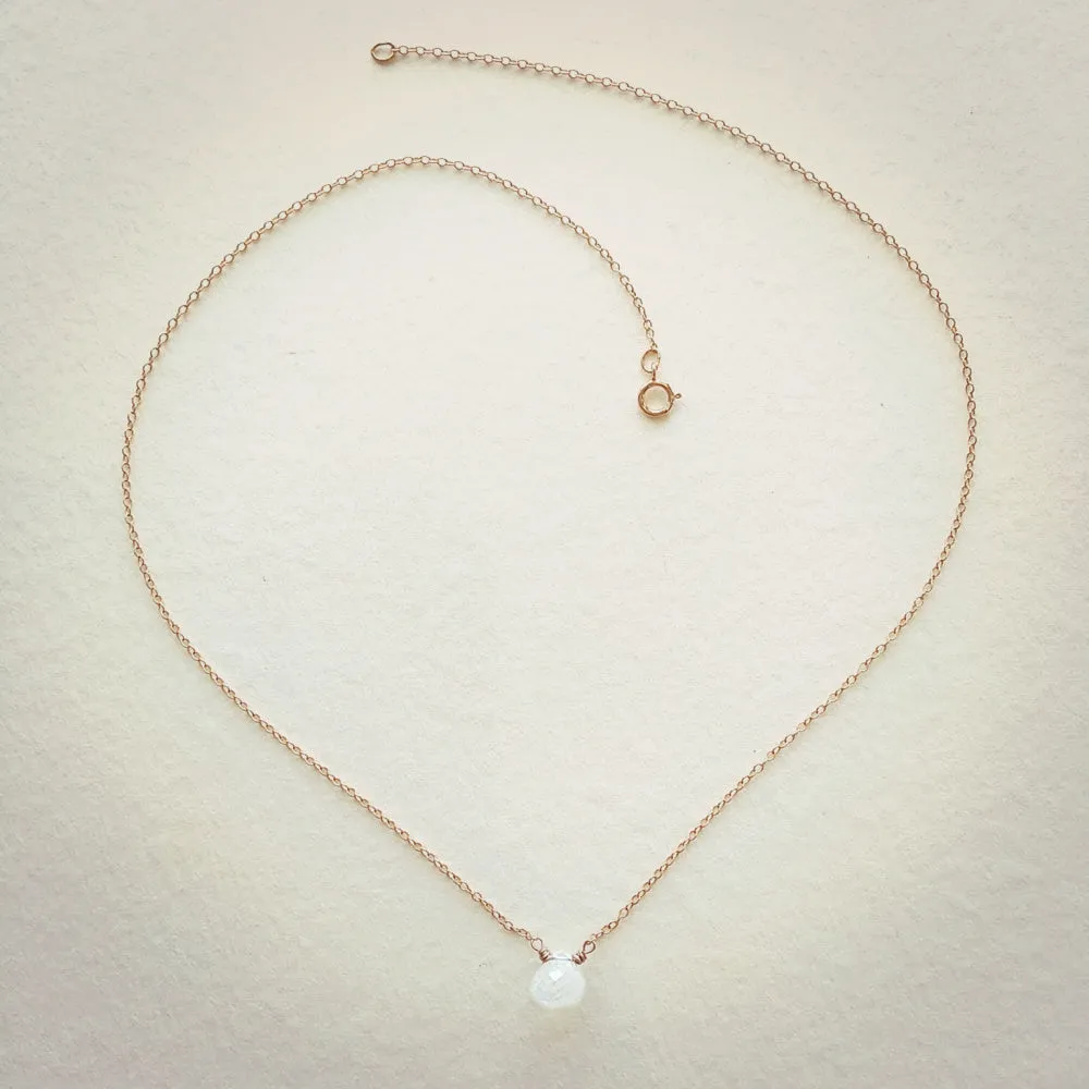 Micro Faceted Moonstone Necklace | Rose Gold Chain