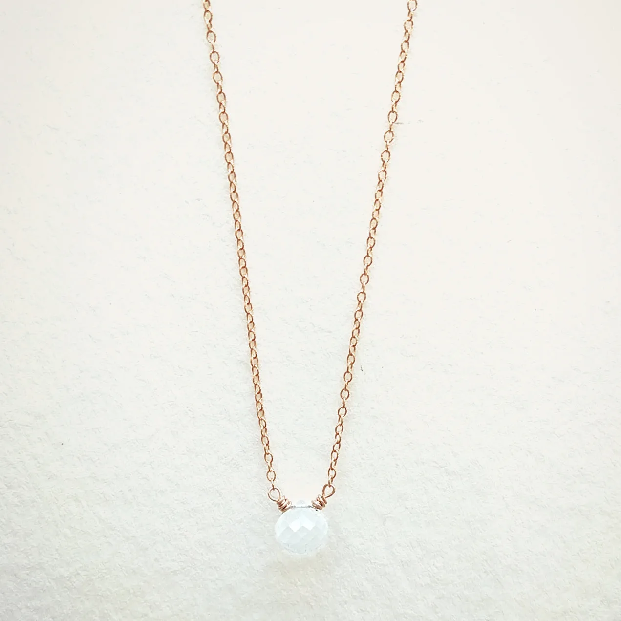 Micro Faceted Moonstone Necklace | Rose Gold Chain