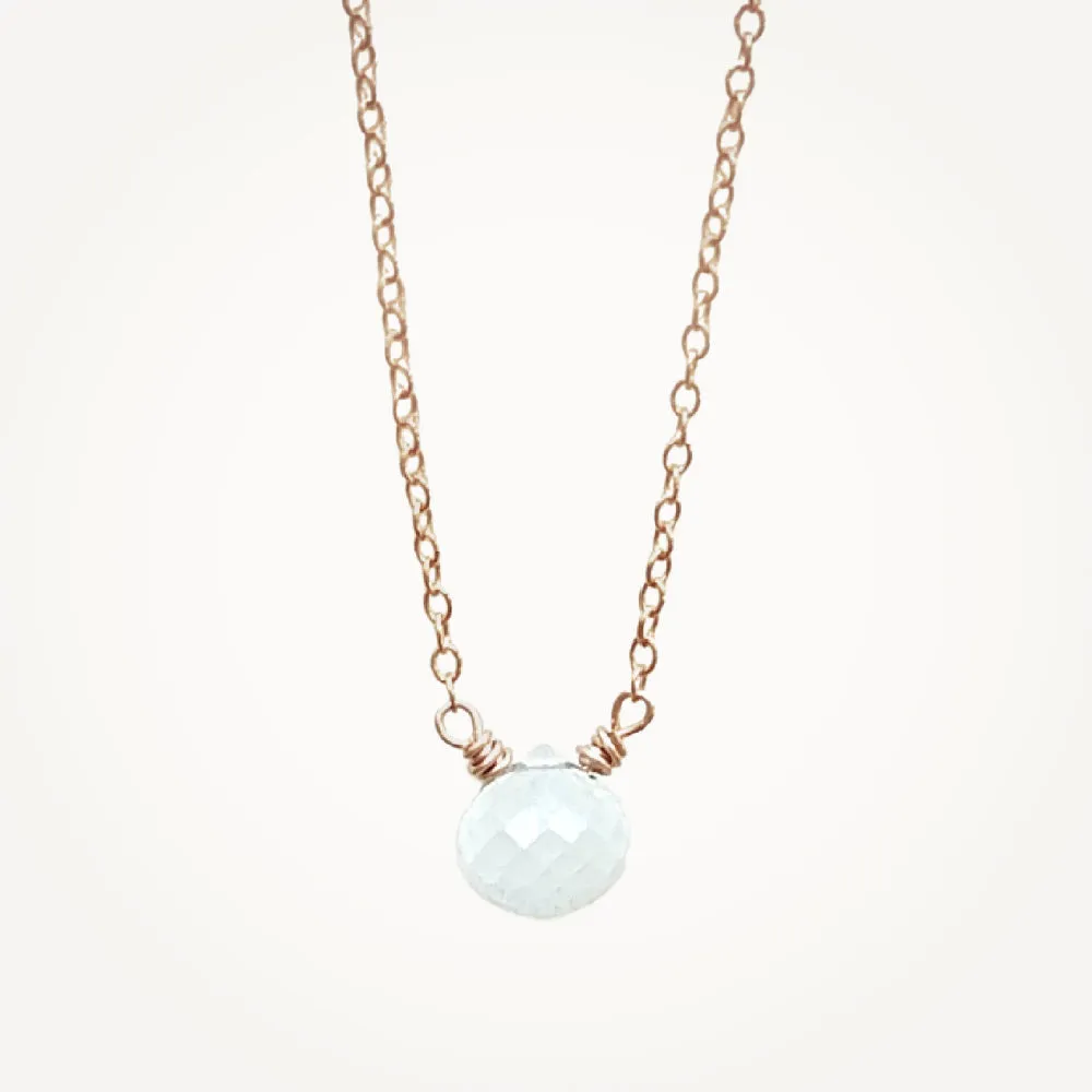 Micro Faceted Moonstone Necklace | Rose Gold Chain