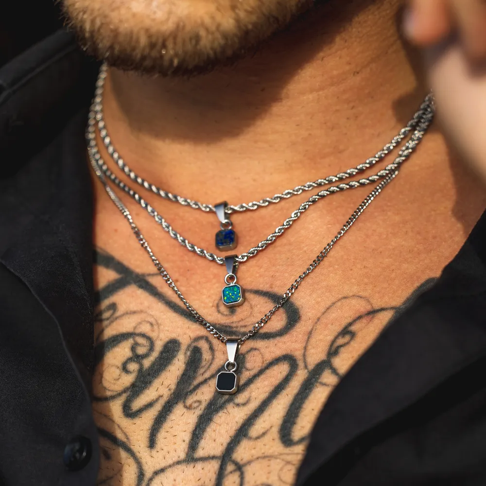 Mini Black & Silver Onyx Pendant